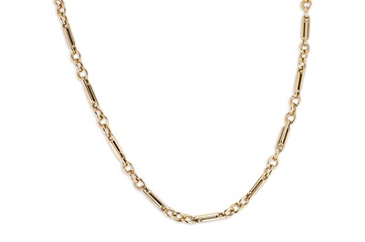 Lot 95 - A 9CT GOLD TROMBONE LINK NECKCHAIN, ca 18"...