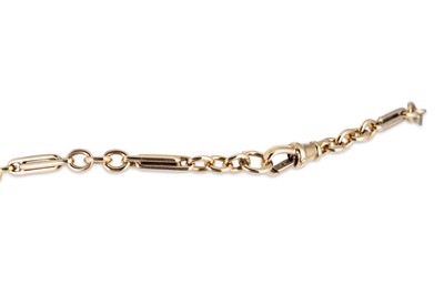 Lot 95 - A 9CT GOLD TROMBONE LINK NECKCHAIN, ca 18"...
