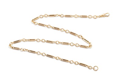 Lot 95 - A 9CT GOLD TROMBONE LINK NECKCHAIN, ca 18"...