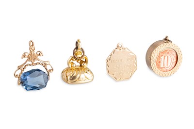 Lot 59 - THREE 9CT GOLD LOOSE CHARMS, together with a...