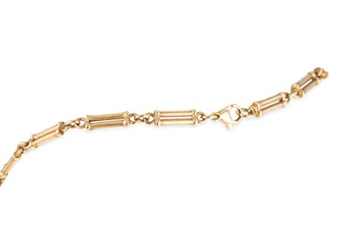 Lot 60 - A 9CT YELLOW GOLD TROMBONE LINK NECKLACE, 27 .g