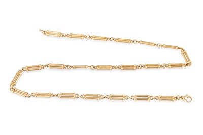 Lot 60 - A 9CT YELLOW GOLD TROMBONE LINK NECKLACE, 27 .g
