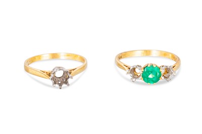 Lot 63 - TWO 18CT YELLOW GOLD RING SHANKS, gw 4.9 g.