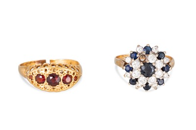 Lot 64 - TWO 9CT YELLOW GOLD DRESS RINGS, gw 5.2 g.