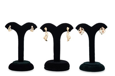 Lot 273 - THREE PAIRS OF GOLD EARRINGS, gw 5.9 g.