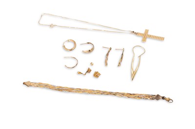 Lot 275 - A 9CT GOLD CROSS,  with various other gold...