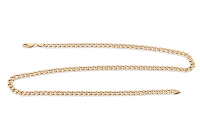 Lot 119 - A FLAT CURB LINK NECKCHAIN, 9ct gold, 11.4 g.