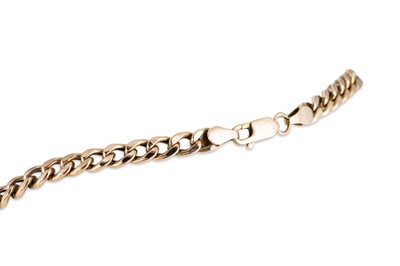 Lot 119 - A FLAT CURB LINK NECKCHAIN, 9ct gold, 11.4 g.
