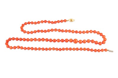Lot 122 - A MEDITERRANEAN CORAL NECKLACE, the graduated...