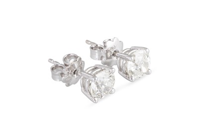 Lot 170 - A PAIR OF DIAMOND STUD EARRINGS, the old cut...