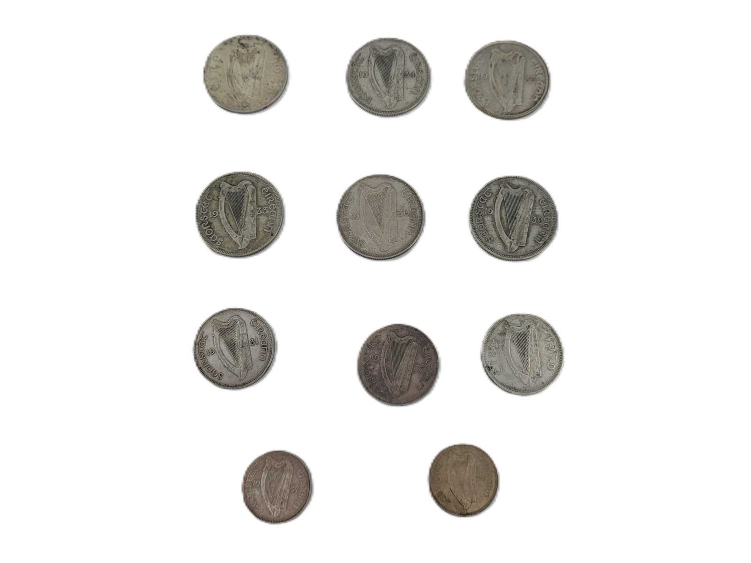 Lot 423 - ELEVEN IRISH 75%. SILVER COINS, comprising 6 x...