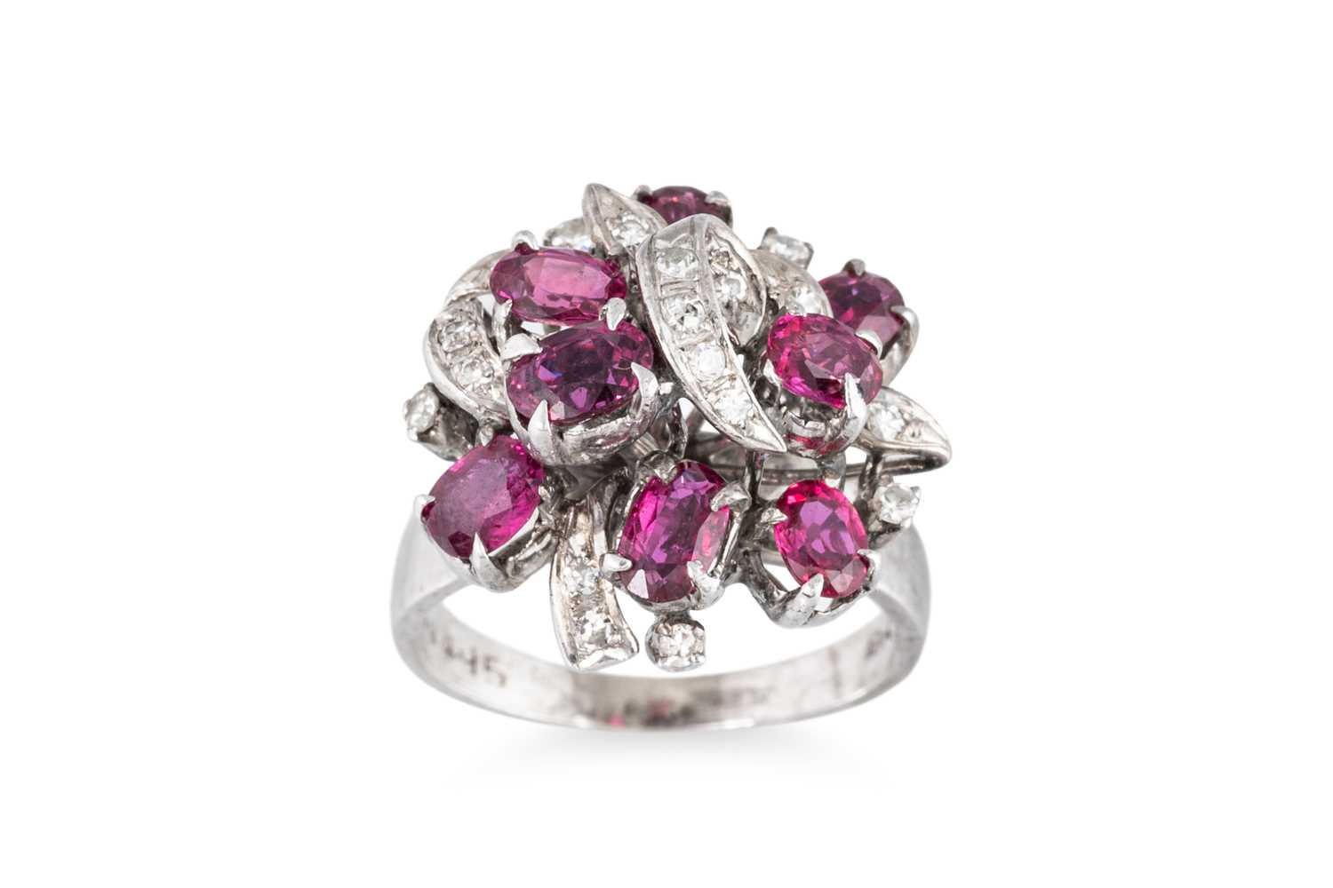 Lot 142 - A DIAMOND AND STONE SET CLUSTER COCKTAIL RING,...