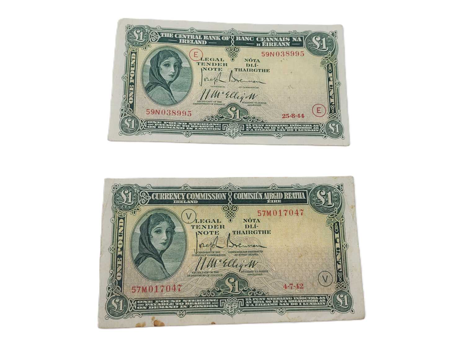 Lot 425 - A PAIR OF LAVERY IRISH WARCODE £1 BANKNOTES, 4....