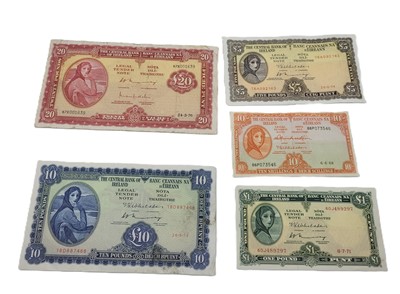 Lot 426 - A SET OF FIVE LADY LAVERY IRISH BANKNOTES, 10/-...
