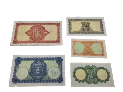 Lot 426 - A SET OF FIVE LADY LAVERY IRISH BANKNOTES, 10/-...