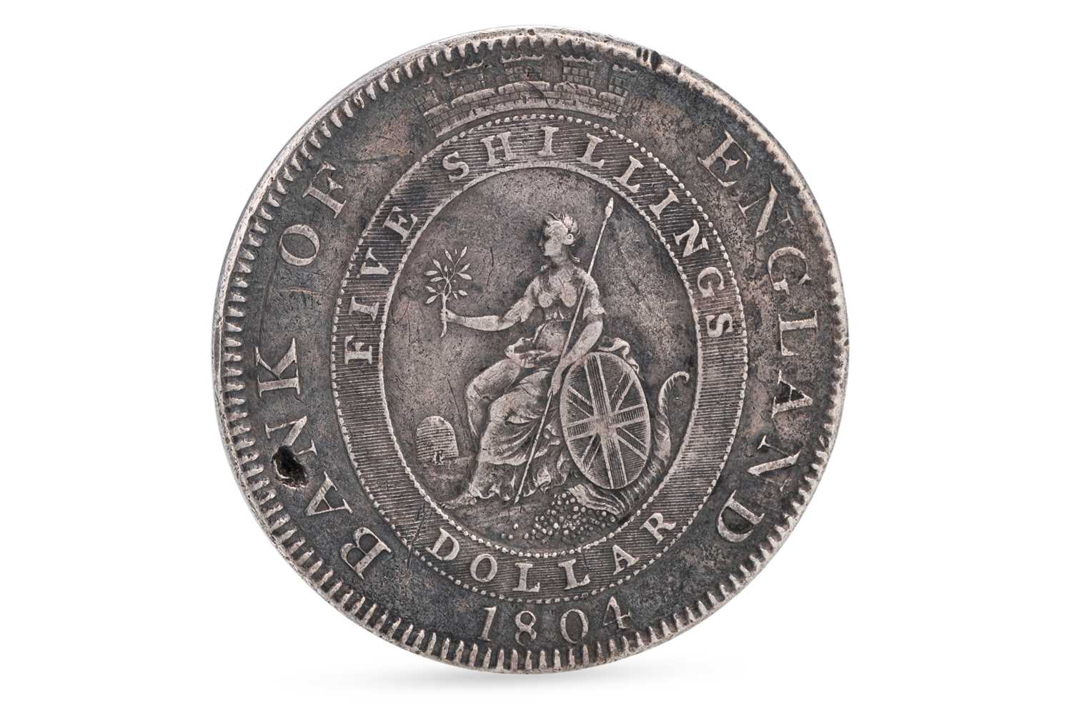 Lot 432 - AN 1804 5 SHILLING OR 1 DOLLAR ENGLISH SILVER...