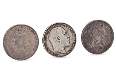 Lot 434 - 3 X SILVER CROWN ENGLISH COINS, 1889, 1890 &...