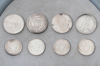 Lot 437 - 4 X AMERICAN SILVER $1 COINS 1881-1922, plus 4...