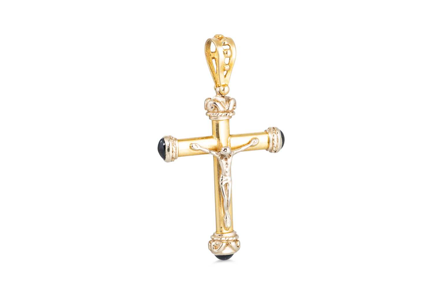 Lot 143 - AN 18CT YELLOW GOLD CRUICFIX, stoneset, ca 2"...