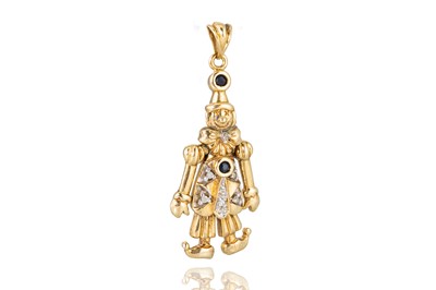 Lot 293 - A 9CT YELLOW GOLD CLOWN PENDANT, articulated,...