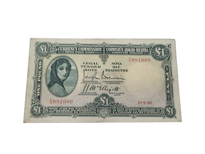 Lot 482 - A 1928 IRISH £1 BANKNOTE LADY LAVERY, very...