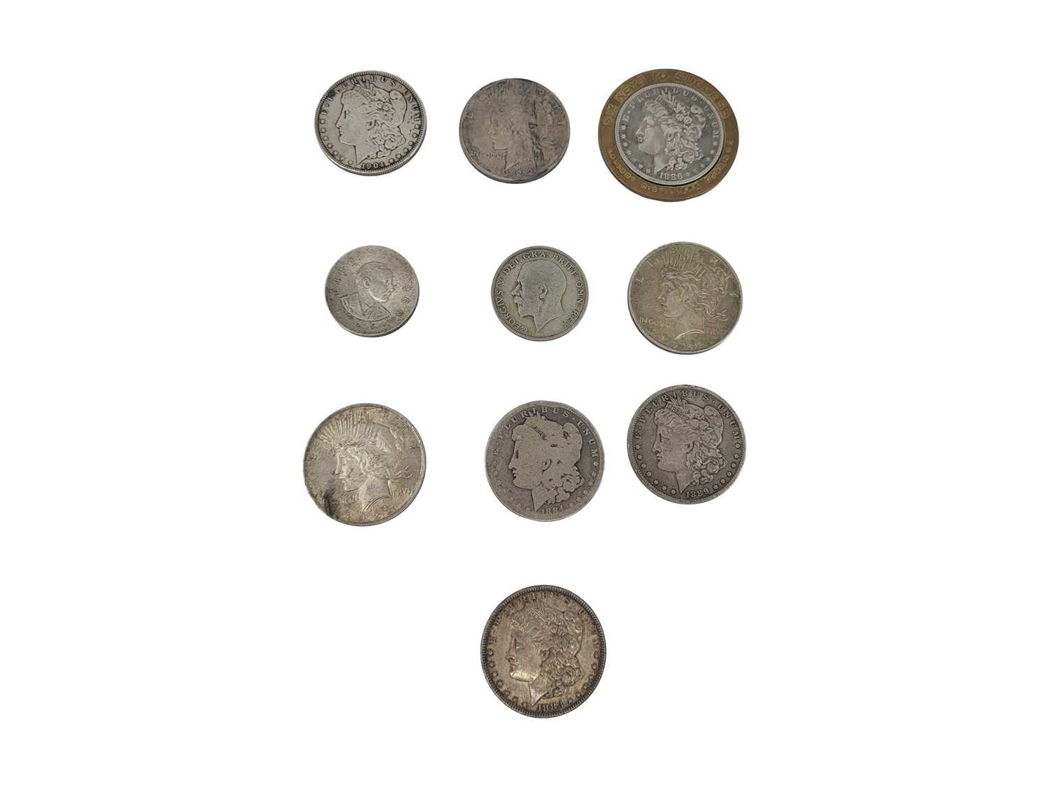 Lot 389 - 8 X 1893-1922 AMERICAN SILVER DOLLAR COINS, a...