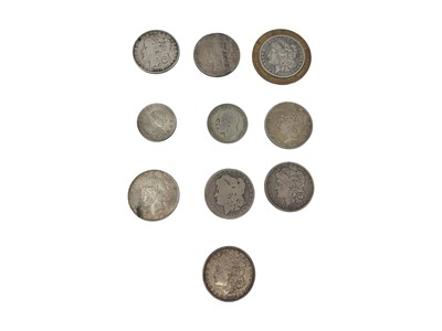 Lot 389 - 8 X 1893-1922 AMERICAN SILVER DOLLAR COINS, a...