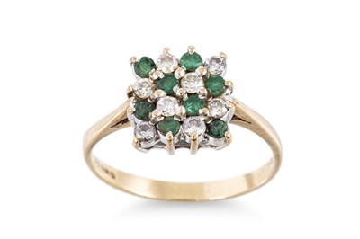 Lot 267 - AN DIAMOND AND EMERALD CHECKER BOARD STYLE...