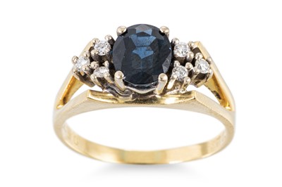 Lot 268 - A SAPPHIRE AND DIAMOND CLUSTER RING, mounted...