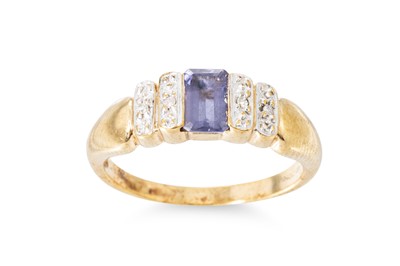 Lot 3 - AN AMETHYST AND DIAMOND RING, mounted in 9ct...