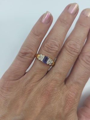 Lot 3 - AN AMETHYST AND DIAMOND RING, mounted in 9ct...