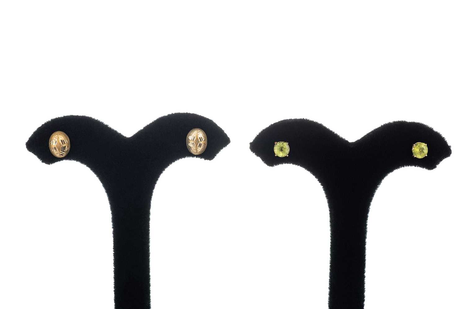 Lot 6 - TWO PAIRS OF GOLD EARRINGS, one set with peridot