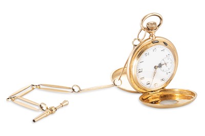 Lot 470 - AN ANTIQUE SWISS HALF HUNTER 18CT GOLD POCKET...