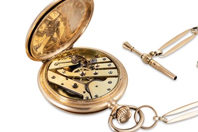 Lot 470 - AN ANTIQUE SWISS HALF HUNTER 18CT GOLD POCKET...