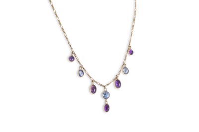 Lot 355 - AN AMETHYST SET FRINGE NECKLACE, mounted in...