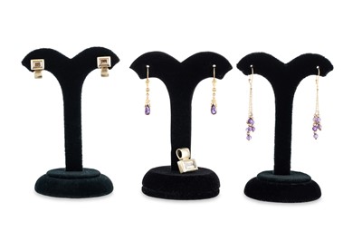 Lot 356 - THREE PAIRS OF 9CT YELLOW GOLD EARRINGS,...