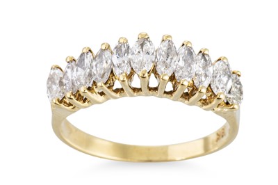 Lot 253 - A DIAMOND RING, set with eleven marquise cut...