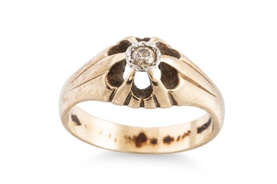 Lot 112 - A VINTAGE 9CT GOLD RING, set with a diamond, 4....