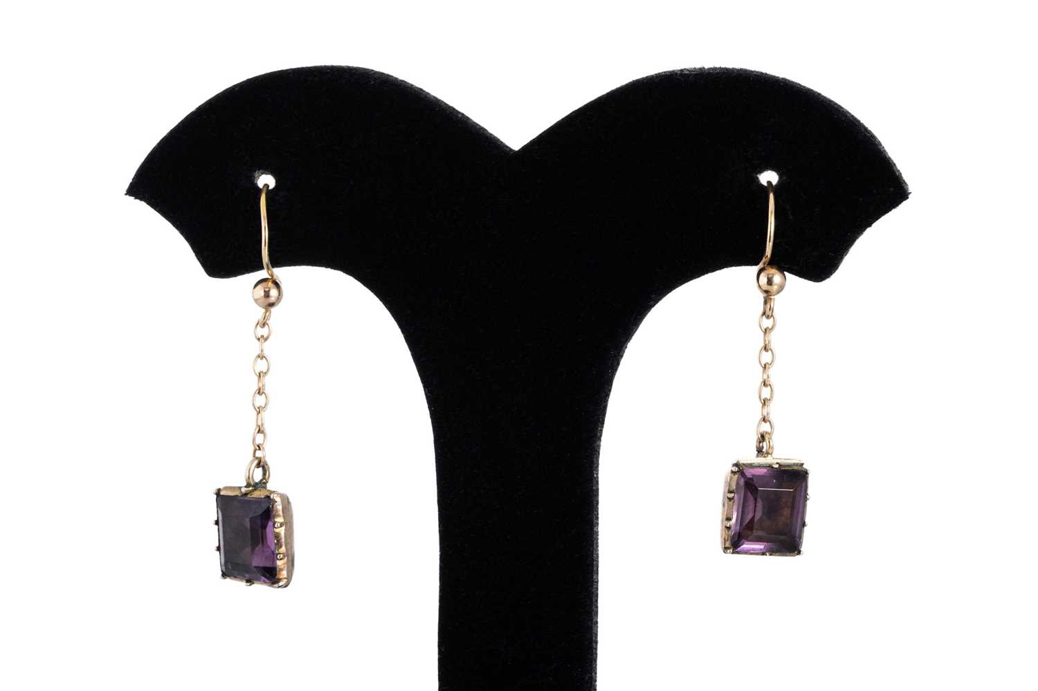 Lot 18 - A PAIR OF STONESET DROP EARRINGS, mounted in...