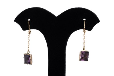 Lot 18 - A PAIR OF STONESET DROP EARRINGS, mounted in...