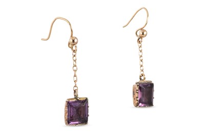 Lot 18 - A PAIR OF STONESET DROP EARRINGS, mounted in...