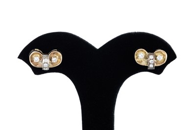 Lot 37 - A PAIR OF DIAMOND SET EARRINGS, of shaped form,...