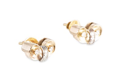 Lot 37 - A PAIR OF DIAMOND SET EARRINGS, of shaped form,...