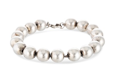 Lot 42 - A STERLING SILVER BRACELET, of ball link form,...