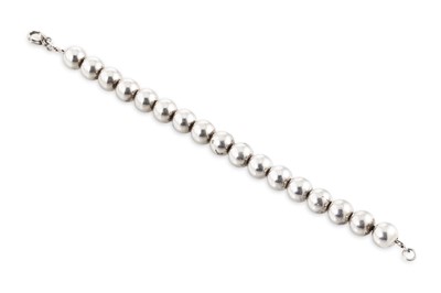 Lot 42 - A STERLING SILVER BRACELET, of ball link form,...