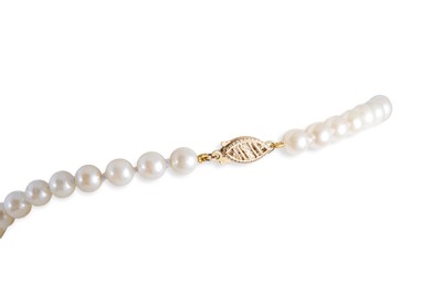 Lot 44 - A CULTURED PEARL NECKLACE, to a 9ct yellow...