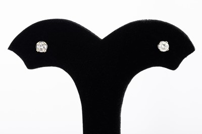 Lot 145 - A PAIR OF DIAMOND STUD EARRINGS, mounted in...