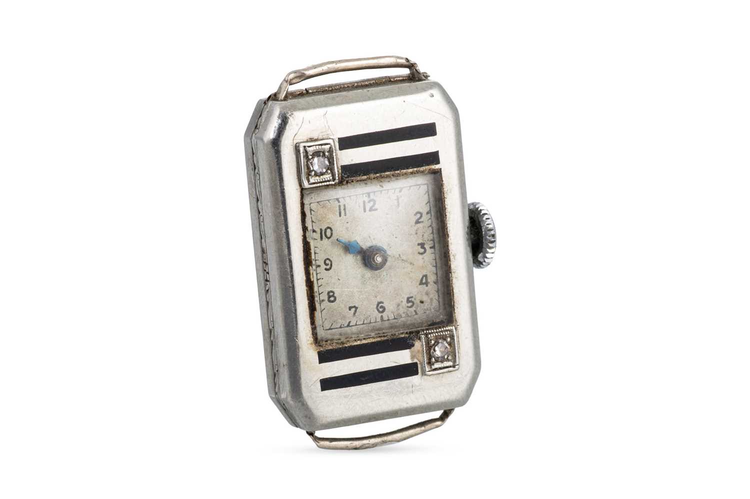 Lot 466 - AN ART DECO WHITE GOLD WRIST WATCH, decorated...