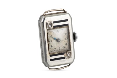 Lot 466 - AN ART DECO WHITE GOLD WRIST WATCH, decorated...
