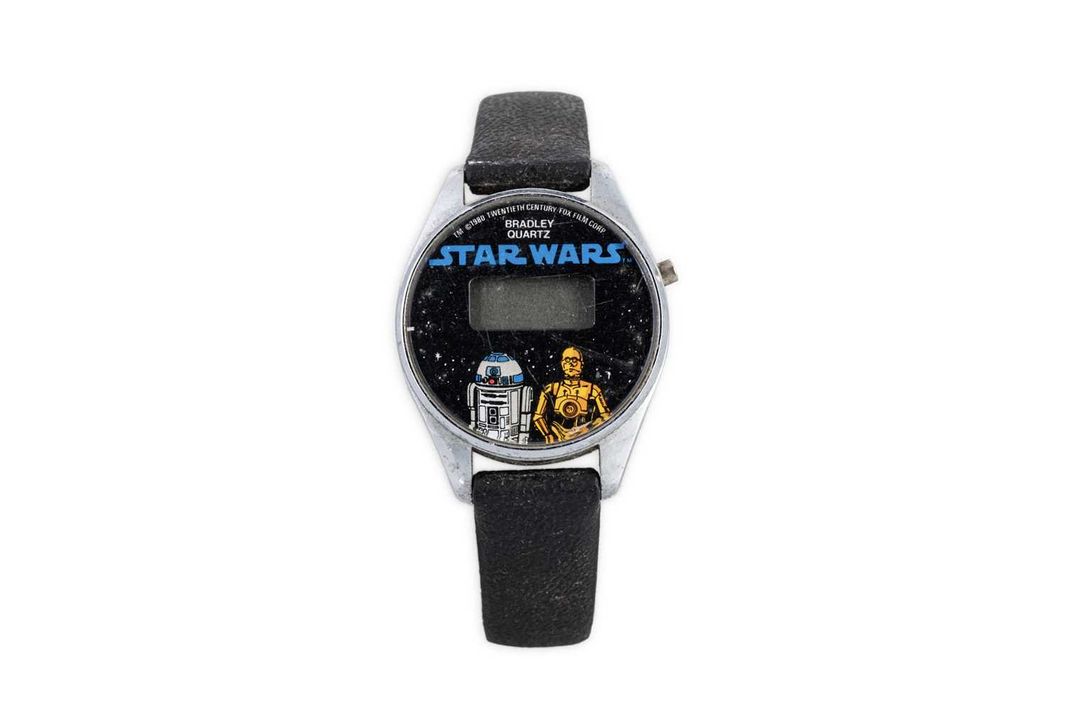 Lot 467 - A 1980s "STAR WARS" WRIST WATCH, black leather...